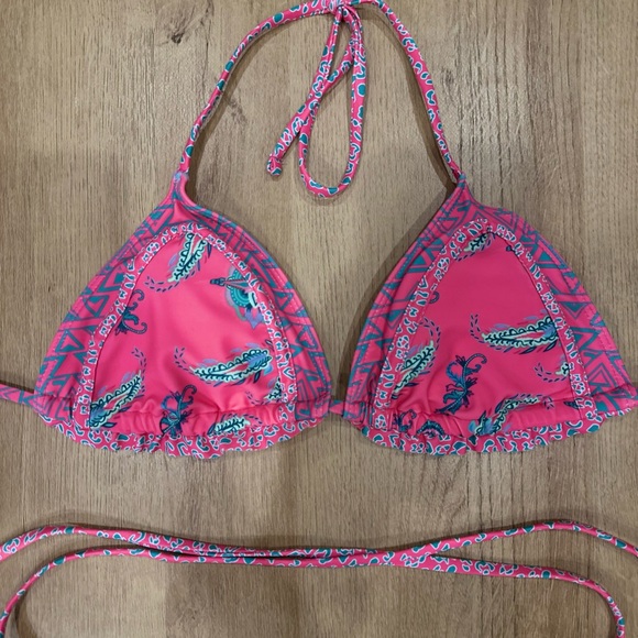 Pink & Blue Patterned Ruffle Bikini - Picture 4 of 6